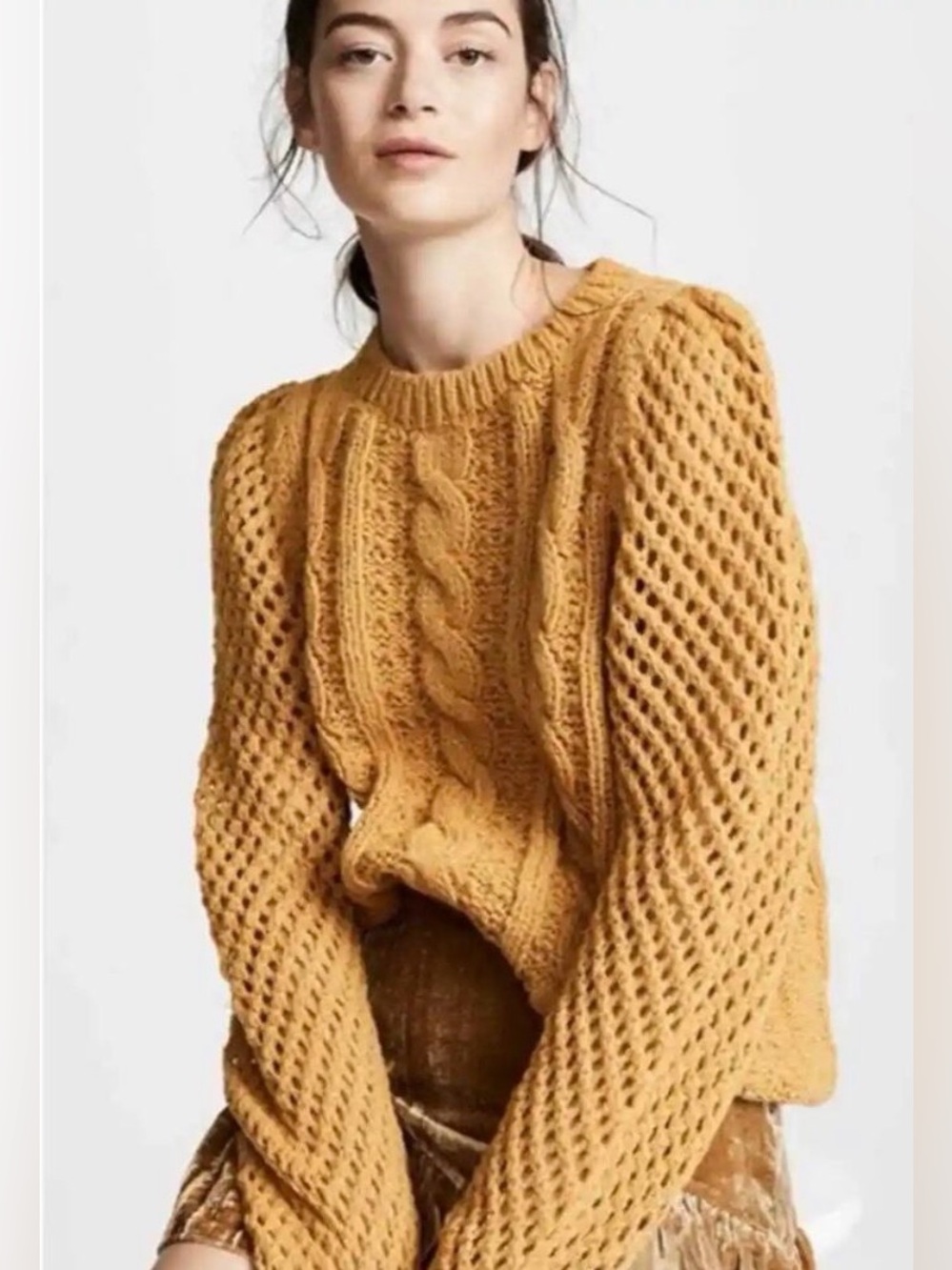 LoveShackFancy Women's Rosie Cable Knit Sweater - Amber - XS